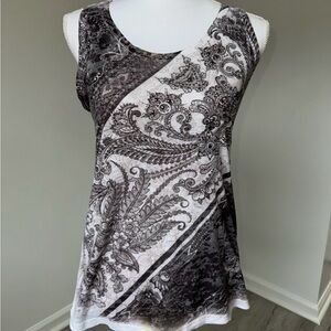 Robin K Burnout Print Sleeveless Top Size‎ L Made in USA Vintage Y2K Style